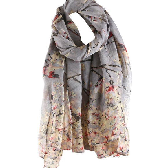 Beautiful cotton linen bird scarves - Picture 4 of 8